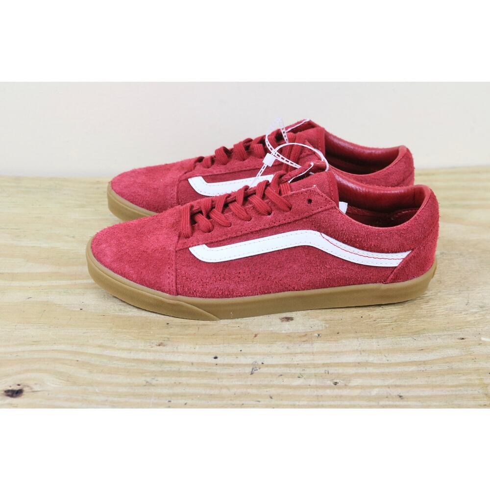 New Vans Off The Wall Sneakers Womens 7 Suede Red Lowpro Leather Mens 5.5